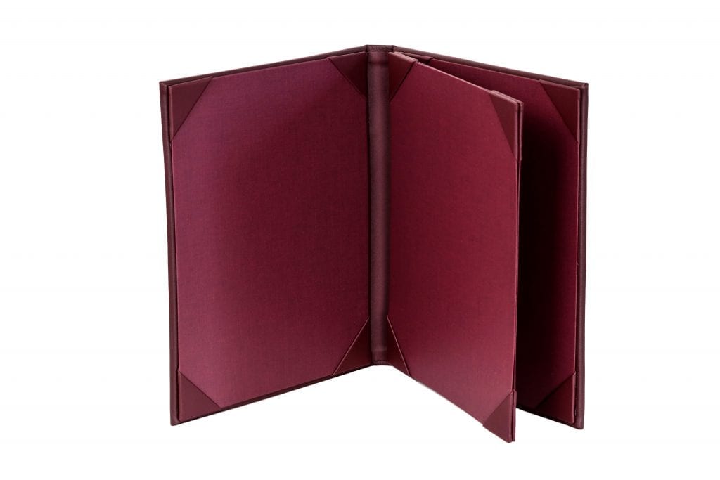Details about   A5 MENU COVER IN BURGUNDY LEATHER LOOK PVC with guilt corners on front+extra poc 