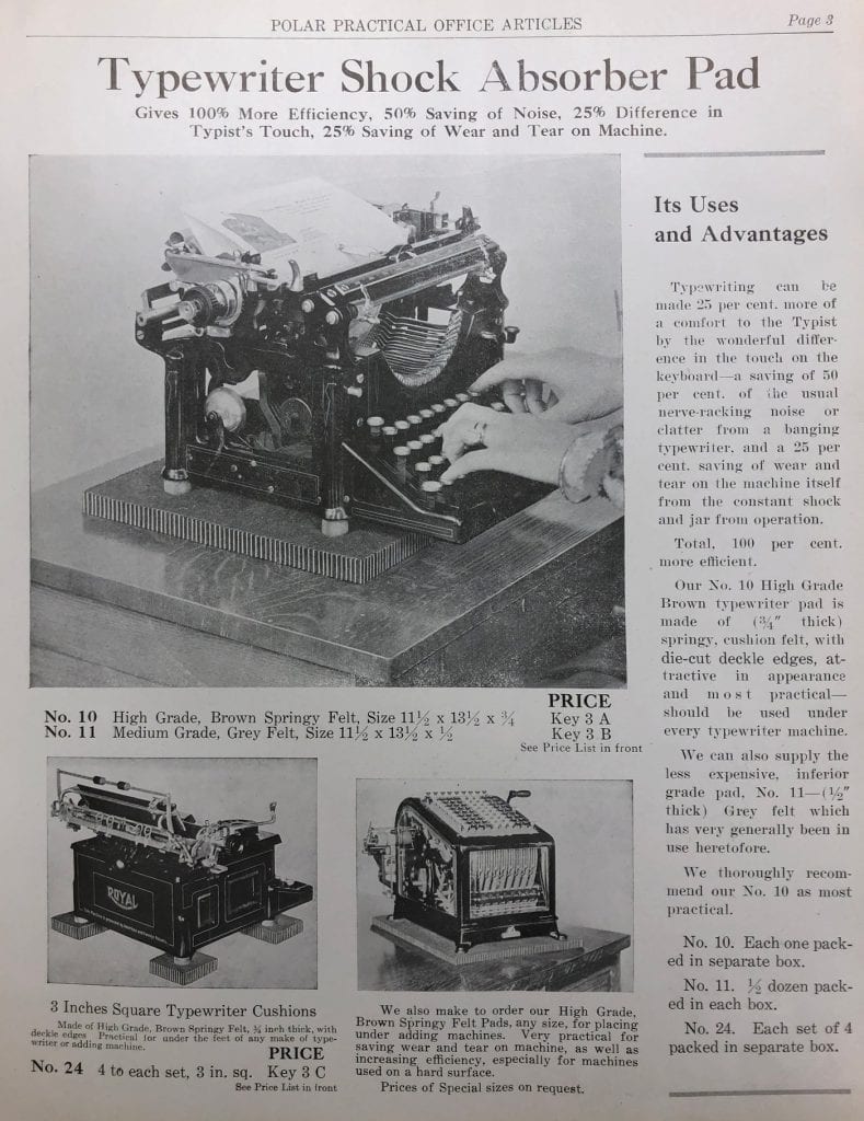 Typewriter Shock Absorber Pad by Polar MFG. Co.