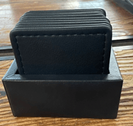 Black Leather Coaster Set with Dispenser