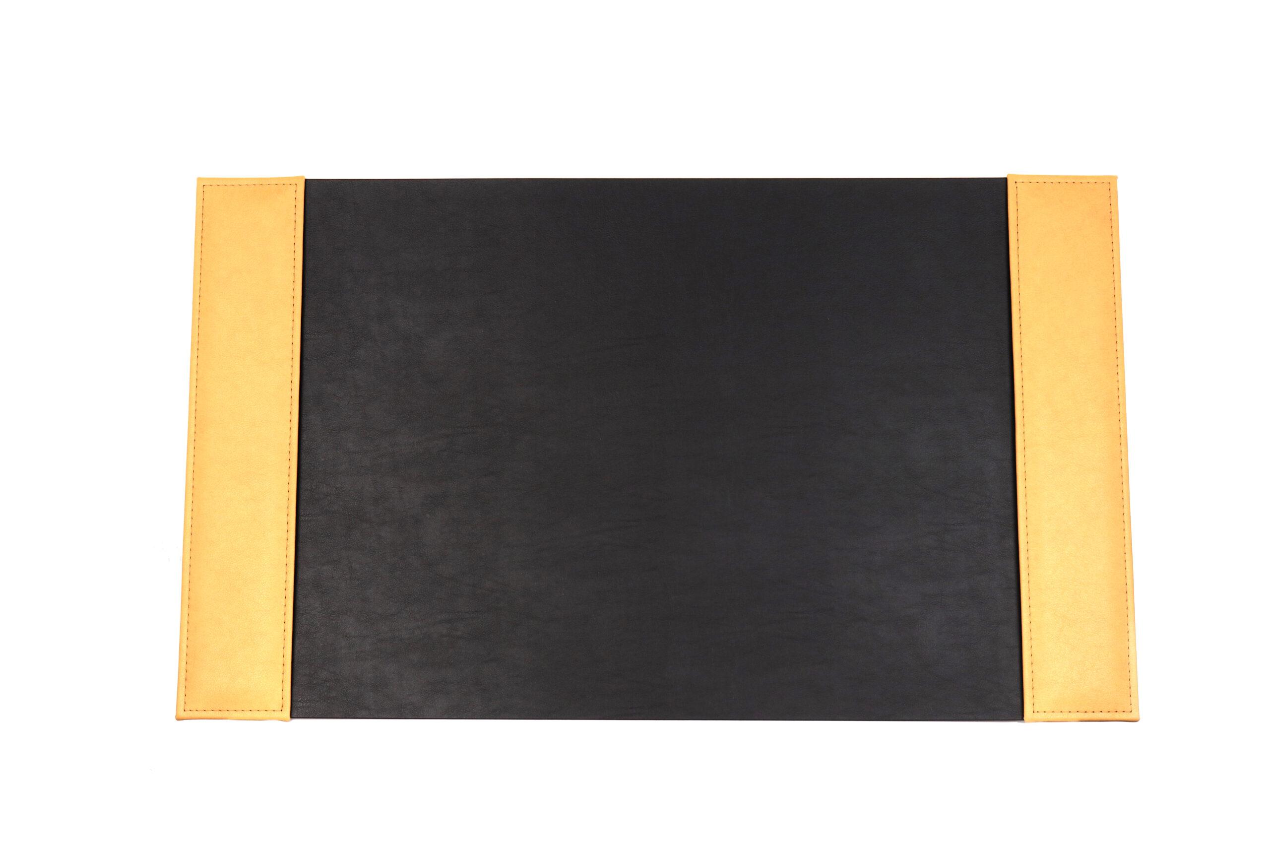 Black desk pad with Leather Side Panels
